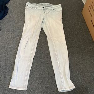 MOVE OUT SALE Blue bullhead bleached jeans not stretchy and low waist